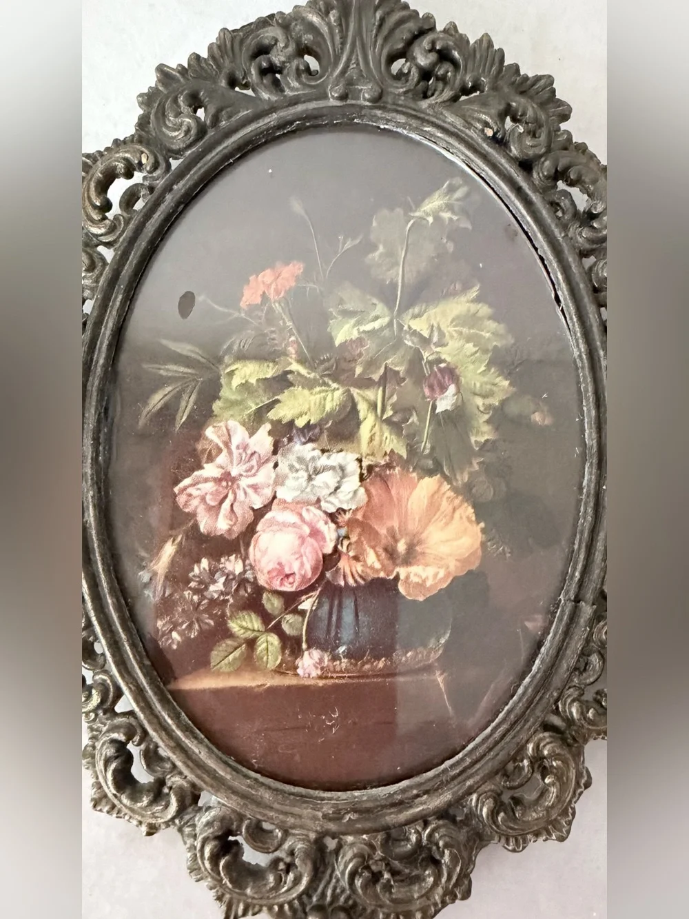 Vintage Gold Ornate Oval Frame floral print made in Italy